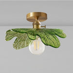 Green Flower Glass Copper Ceiling Light - Nordic Modern LED, Living Room Bedroom Hallway Fixtures
