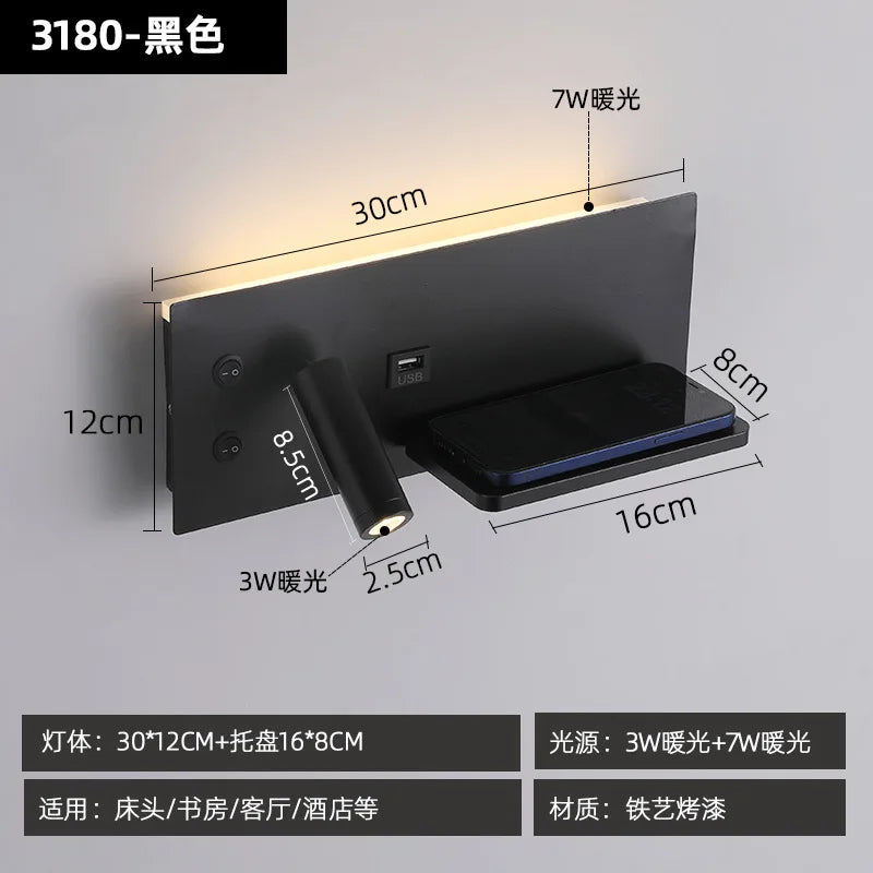 Wireless Charger Adjustable Headboard Spotlights