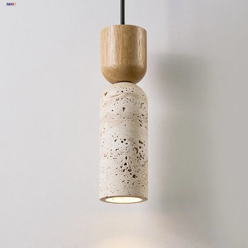 Nordic Yellow Travertine LED Pendant Light by - Modern Wood Home Decor