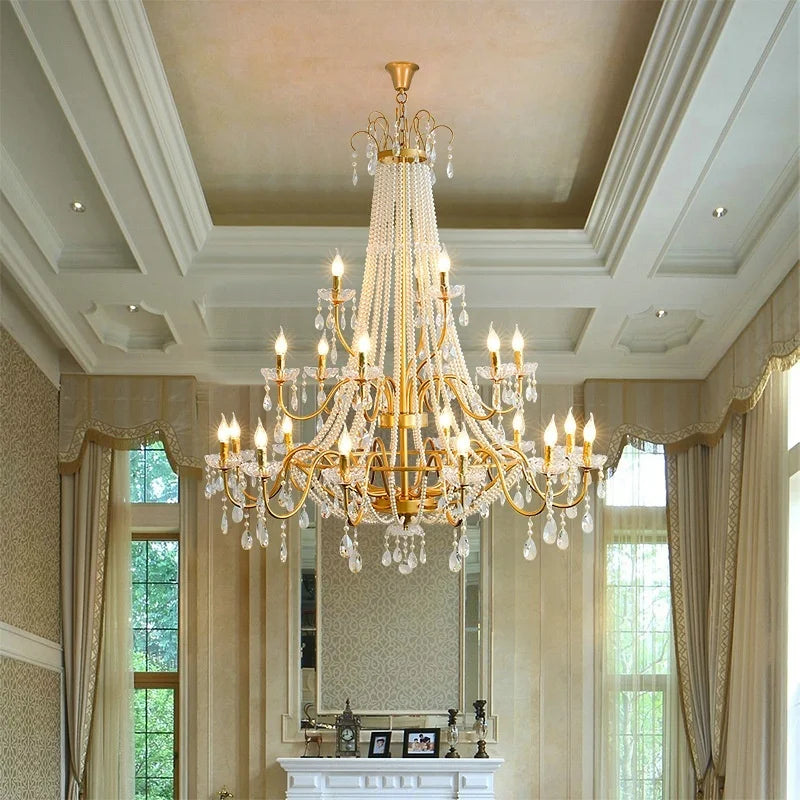 Crystal LED Chandelier Pendant Lights for Villa Stairs and Hotel Decor