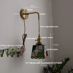 Tiffany Style Peace Dove Glass Wall Sconce LED Lamp with Adjustable Wire and Pull Chain Switch.