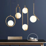 Gold Ring Glass Ball Pendant Light Fixture for Bedroom Living Room.