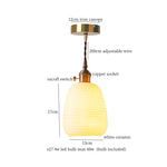 Ceramic LED Pendant Light: Modern Brass Hanging Lamp for Home Decor