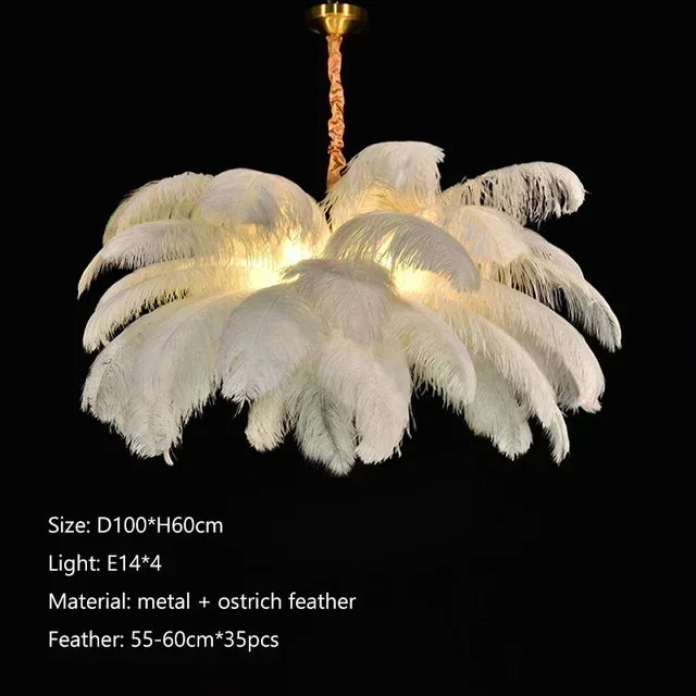 Feather Nordic Chandelier Ceiling Light - Home Decor for Living Room and Bedroom
