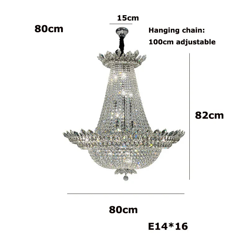 K9 Crystal Chrome LED Chandelier for Trendy Living Room Lighting