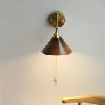 Copper Socket LED Wall Lights Pull Chain Switch Nordic Modern Rotate Bedside Lamp