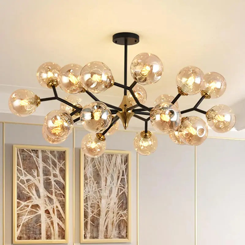 Nordic Glass Ball LED Chandelier Modern Ceiling Lamp Home Decor Fixture