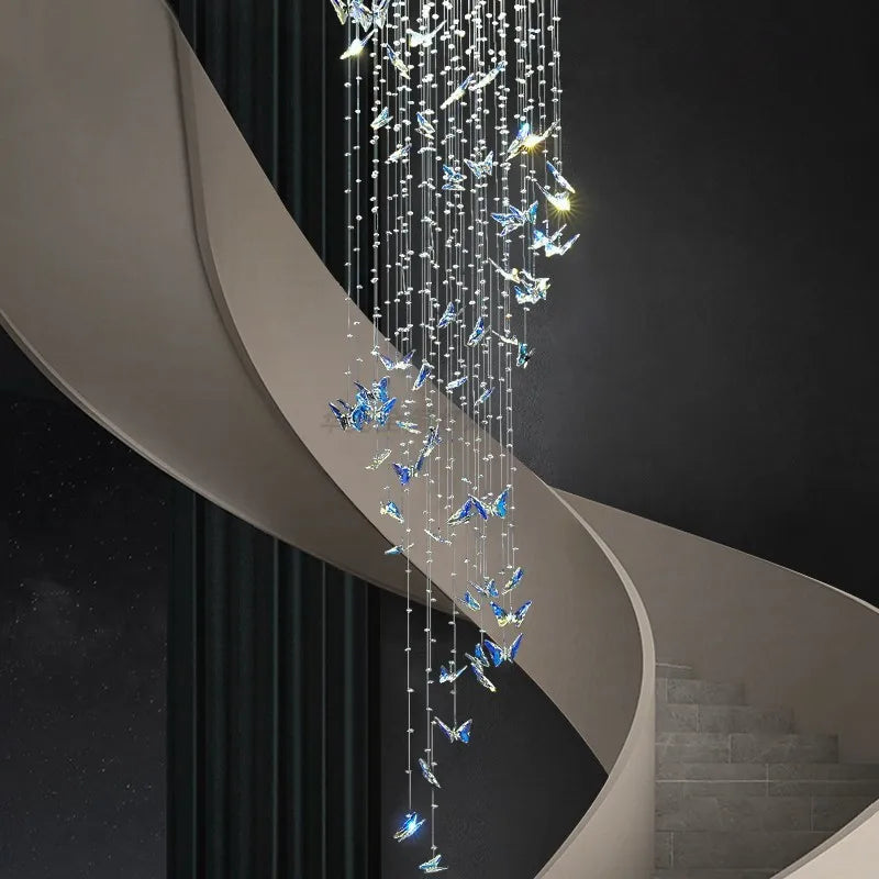 Crystal Butterfly Rotating Chandelier for Modern Light Luxury Villas
