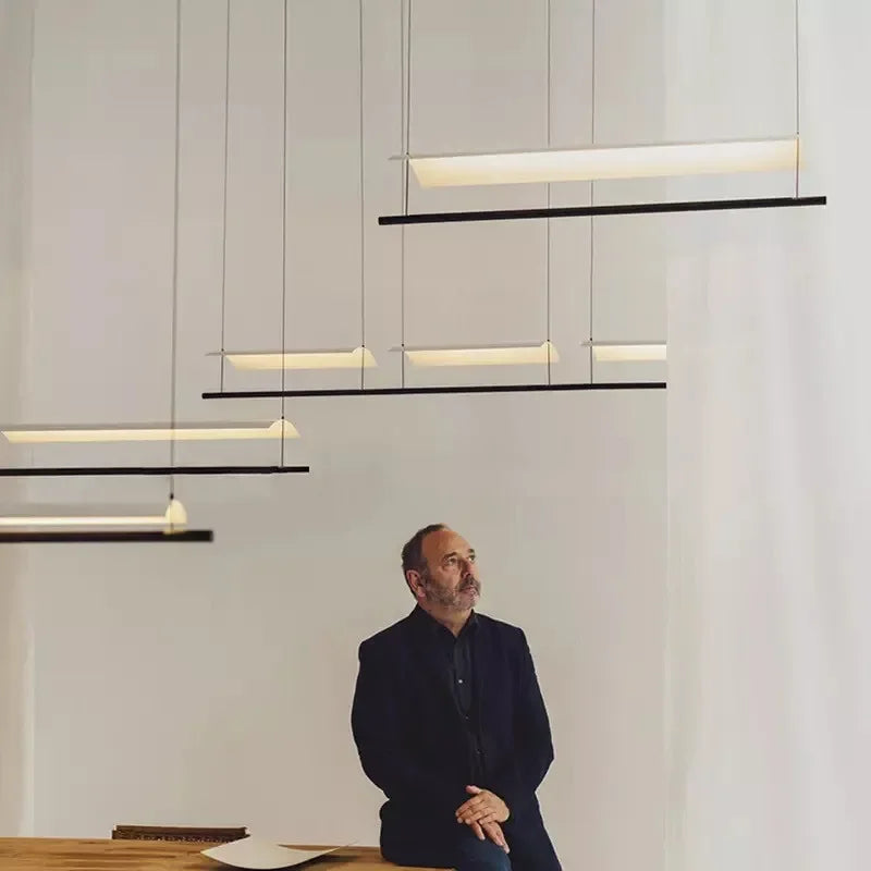 Postmodern Eaves Tile Chandelier LED Pendant Lamp for Designer Restaurant Bar Café