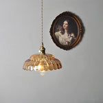 Afralia™ Amber Flower Glass Pendant Light LED Kitchen Decor Home Reading Room