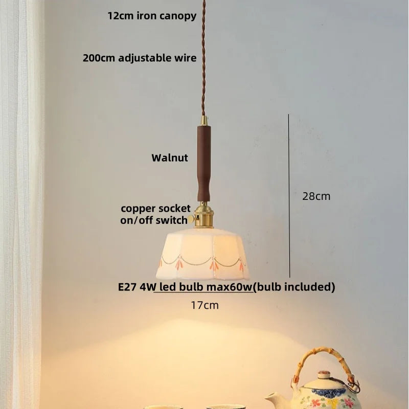 White Glass LED Pendant Lamp Study Bar Restaurant Nordic Modern Hanging Light