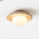 Glass Ball LED Ceiling Light, Japan Style, Yellow Travertine, Restaurant Reading Décor