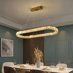 Oval Crystal LED Pendant Light for Luxury Dining Room