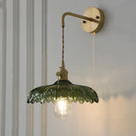 Amber Vintage LED Wall Light Glass Copper Pull Chain Switch Hallway Lamp