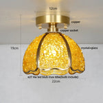 Copper Canopy LED Ceiling Light Glass Crystal Nordic Modern Decor for Home