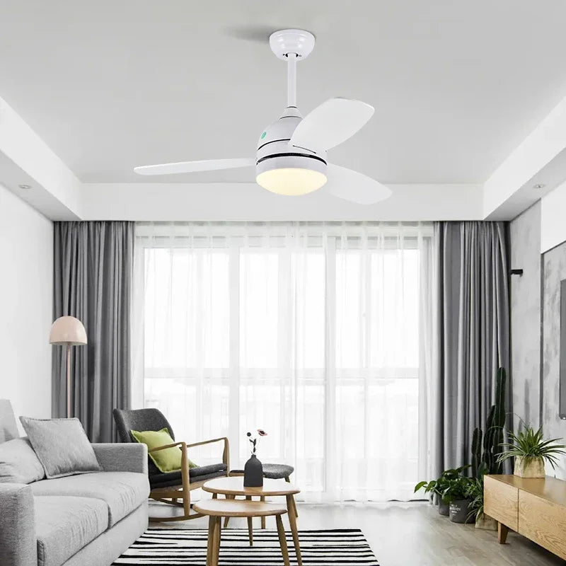 42" Wood Blades Ceiling Fans Light with AC Motor, Remote Control