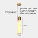 Copper LED Pendant Light: Modern Marble Single Head for Bedroom, Restaurant, and Corridor