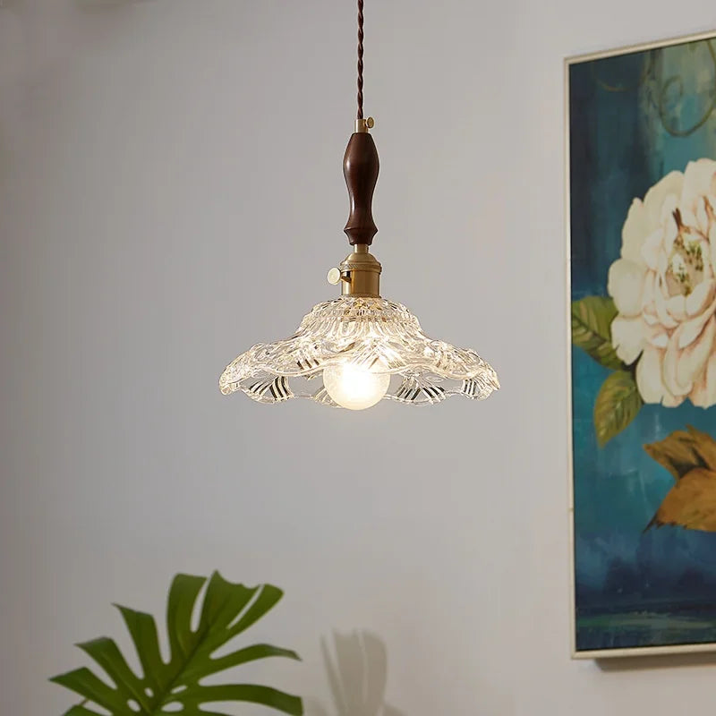 LED Pendant Lamp Elegant Copper Glass Modern Style Hanging Light Fixtures