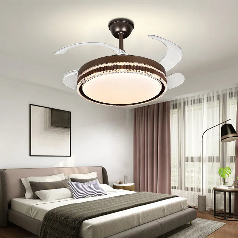 LED Bladeless Ceiling Fan Chandelier for Modern Smart Home Decor