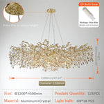 Sun Crystal Gold Lustre Chandelier: Nordic Villa Restaurant LED Ceiling Lamps