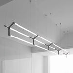 Modern Steel Bar LED Pendant Lights for Kitchen Island, Minimalist Acrylic Hanging Lamp Fixture