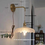 Amber Vintage LED Wall Light Glass Copper Pull Chain Switch Hallway Lamp