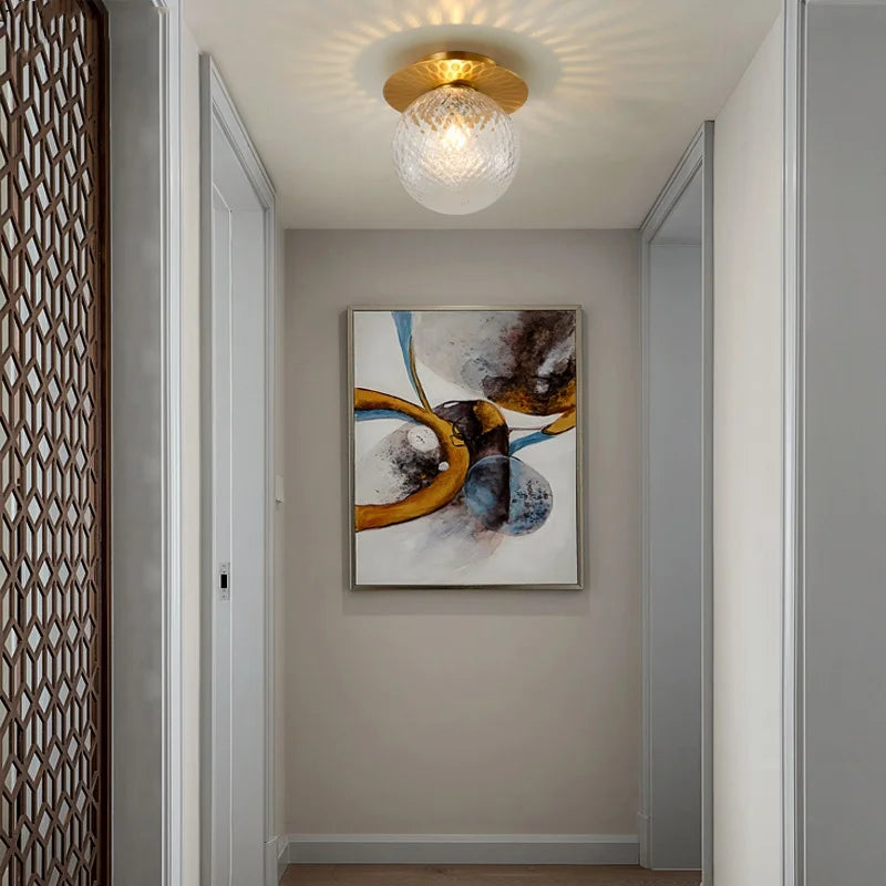 Iron Glass LED Ceiling Lamp Ball Shape Modern Living Room Light Fixtures