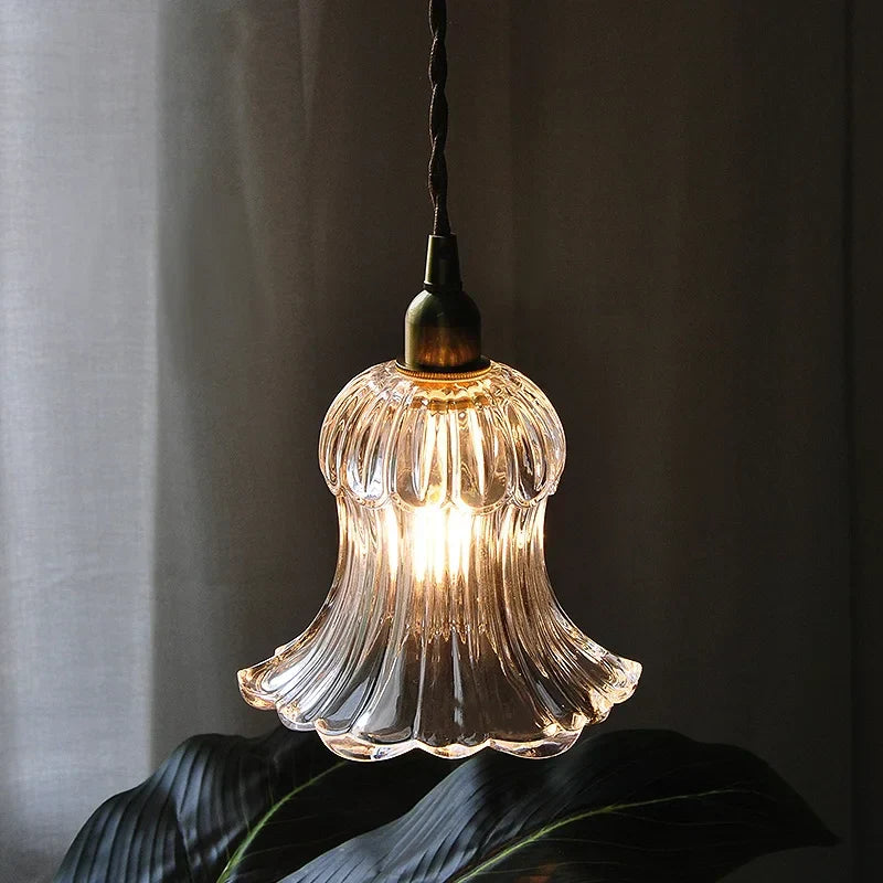 Brass LED Pendant Light Fixture Clear Glass Nordic Modern Hanging Lamp