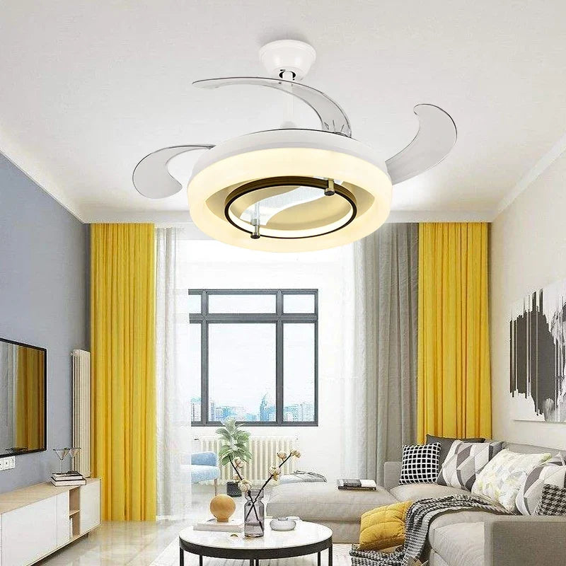 42" Bladeless Ceiling Fan Chandelier with Remote & Retractable Blades