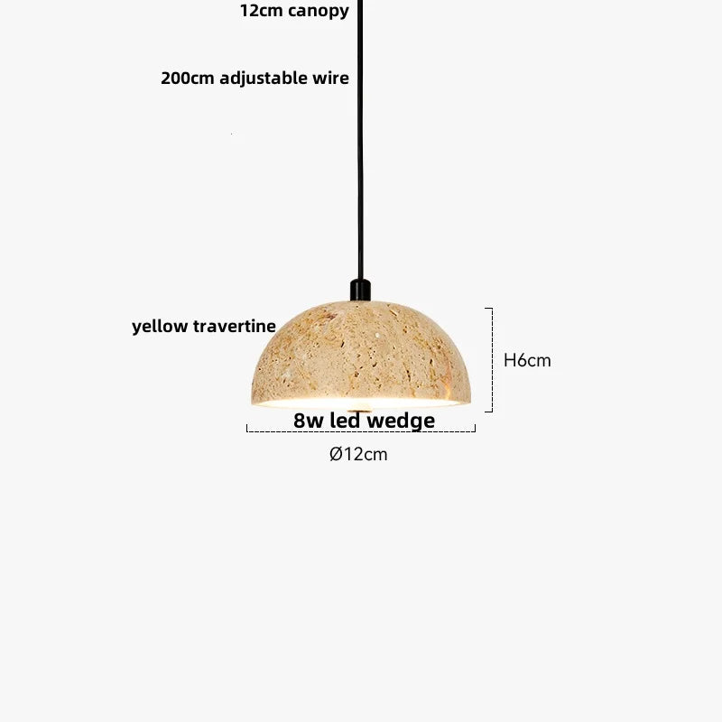 Yellow Travertine LED Pendant Light: Wabi Sabi Dining Room Decor