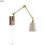 Walnut Wood LED Wall Lights Modern Bedside Sconce Rotate Up Down Left Right