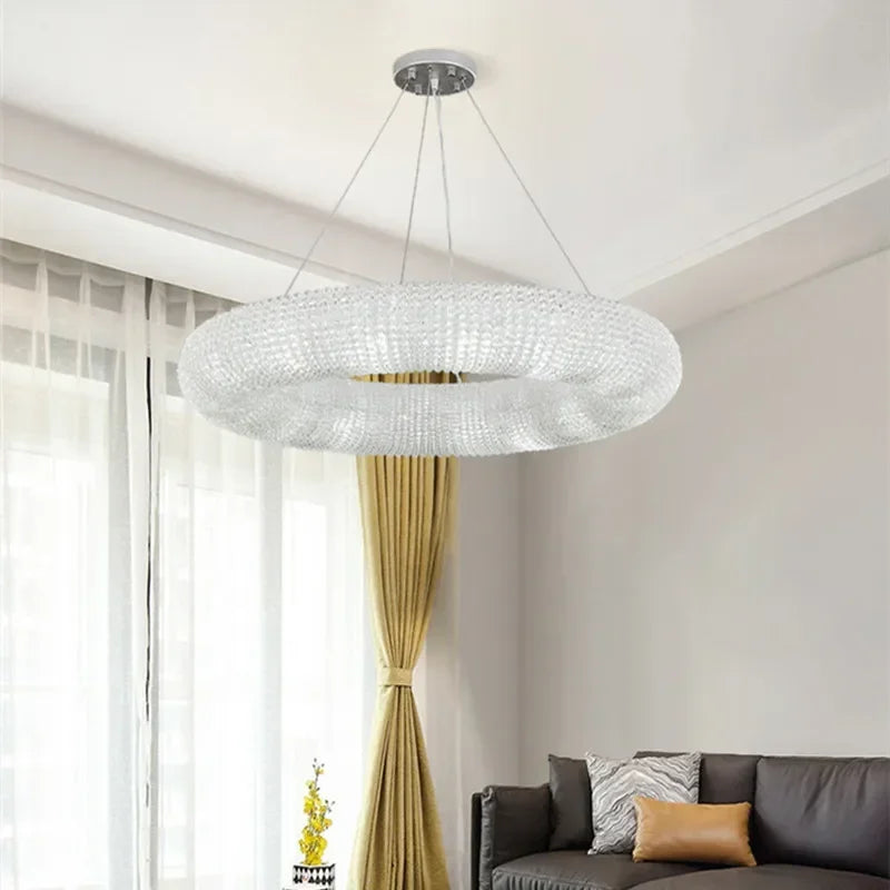 Crystal Luxury Loft Pendant Light with LED E14 Bulb for Living Room