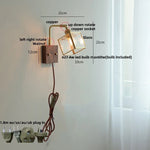 Walnut LED Wall Sconce, Vintage Glass Cube Stair Light Fixture