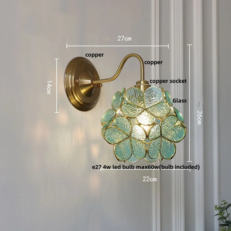 Amber Glass Wall Sconce Vintage Loft LED Vanity Light Fixture