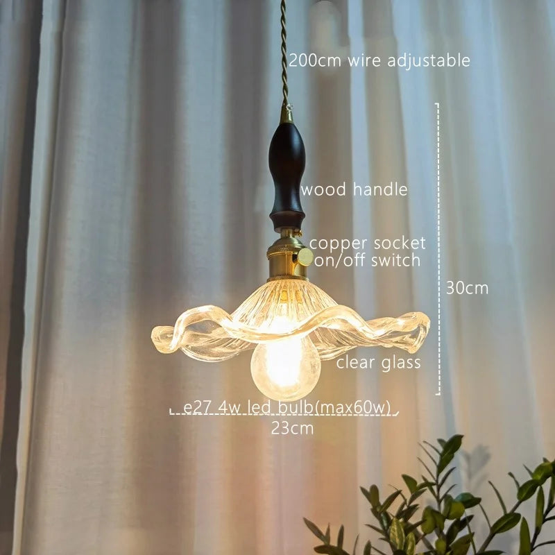 Japanese Style Green Glass LED Pendant Chandelier for Home Decor