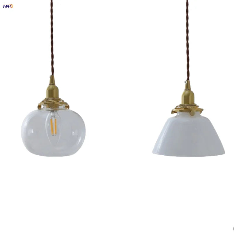 Glass LED Pendant Lamp, Modern Nordic Style, Adjustable 2m Wire, Copper Socket