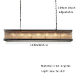 Crystal Rectangle Chandelier: Classic Retro Nordic Ceiling Hanglamp for Dining Room.