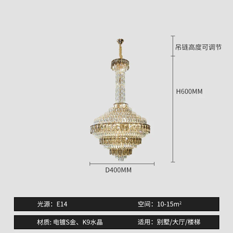 Crystal Chandelier for High-End Designer Duplex Living Room