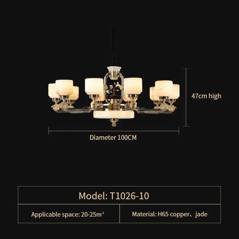 Copper Jade Duplex Chandelier: Chinese Villa Hall Lighting for Hotel Lobby & Living Room