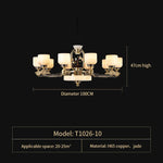 Copper Jade Duplex Chandelier: Chinese Villa Hall Lighting for Hotel Lobby & Living Room