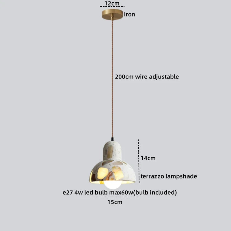Terrazzo Wood LED Pendant Light for Stylish Home Decor