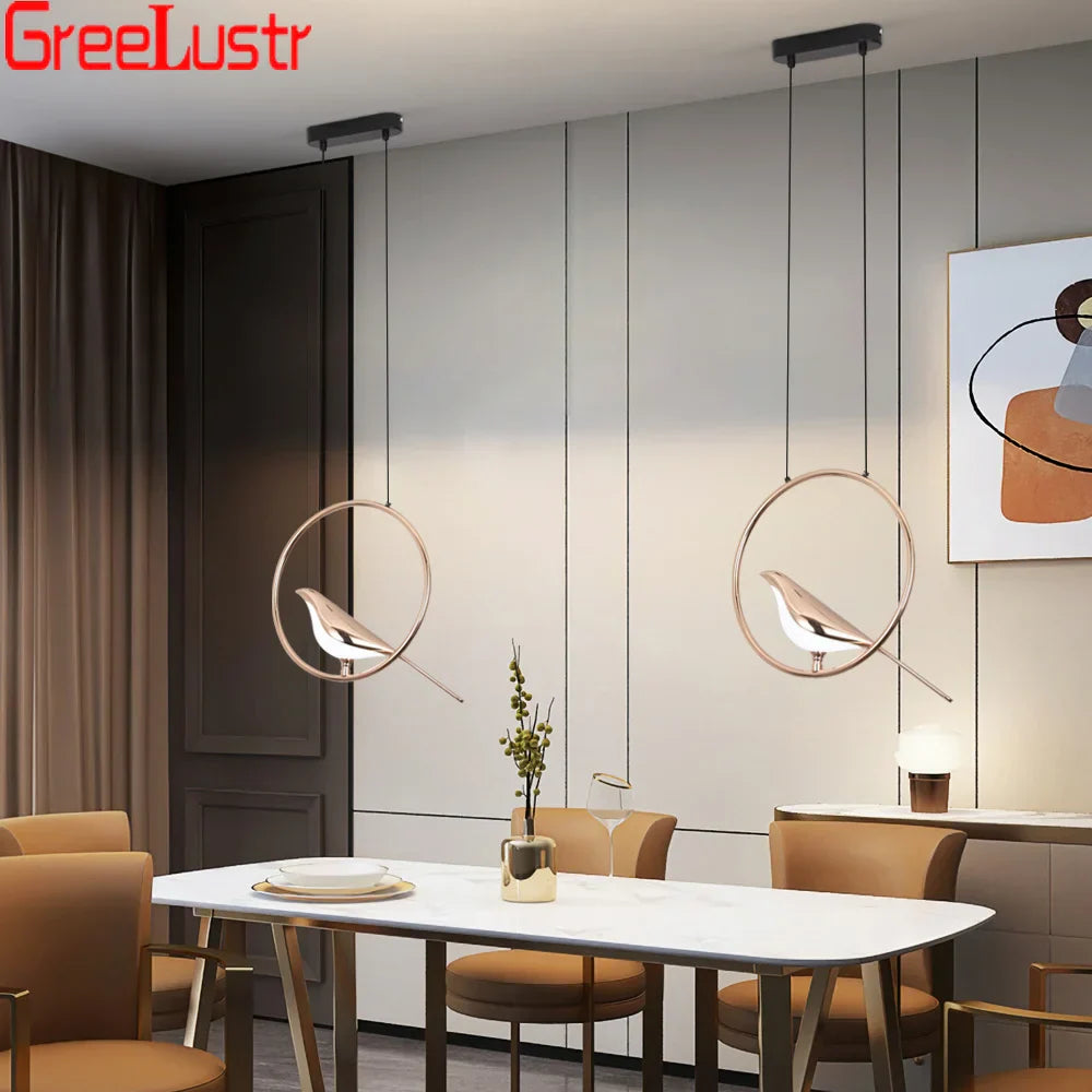 Modern Art Bird LED Pendant Lamp for Entryway Bedroom