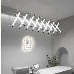 Modern Steel Bar LED Pendant Lights for Kitchen Island, Minimalist Acrylic Hanging Lamp Fixture