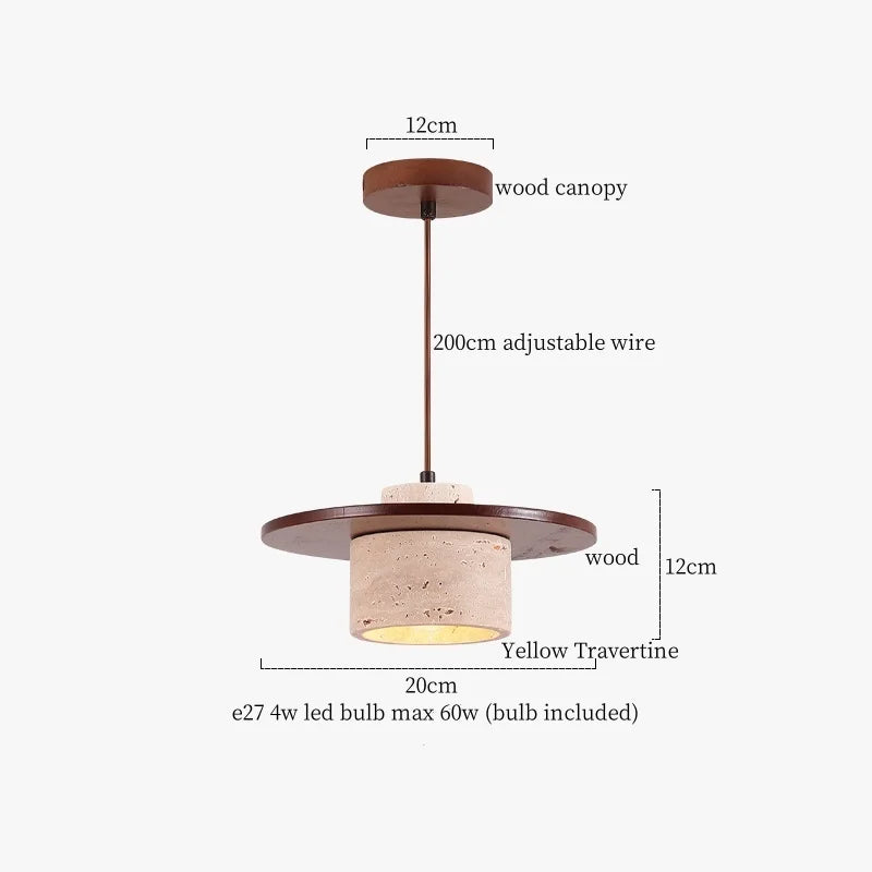 Yellow Travertine LED Pendant Lamp for Dining Living Room Kitchen Cafe