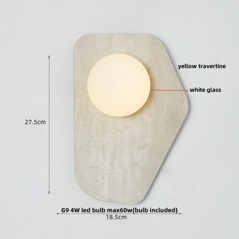 Nordic LED Wall Light White Glass Stone Bedside Lamp