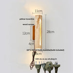 LED Wall Sconce Modern Nordic Wood Canopy Terrazzo Bathroom Mirror Light