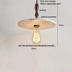 Yellow Travertine LED Pendant Light: Wabi Sabi Dining Room Decor