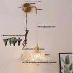 Copper LED Glass Wall Sconce with Pull Chain Switch for Living Dining Room