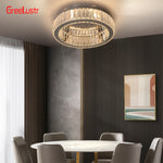 Big Crystal Round LED Chandelier Dimmable Ceiling Light with Remote