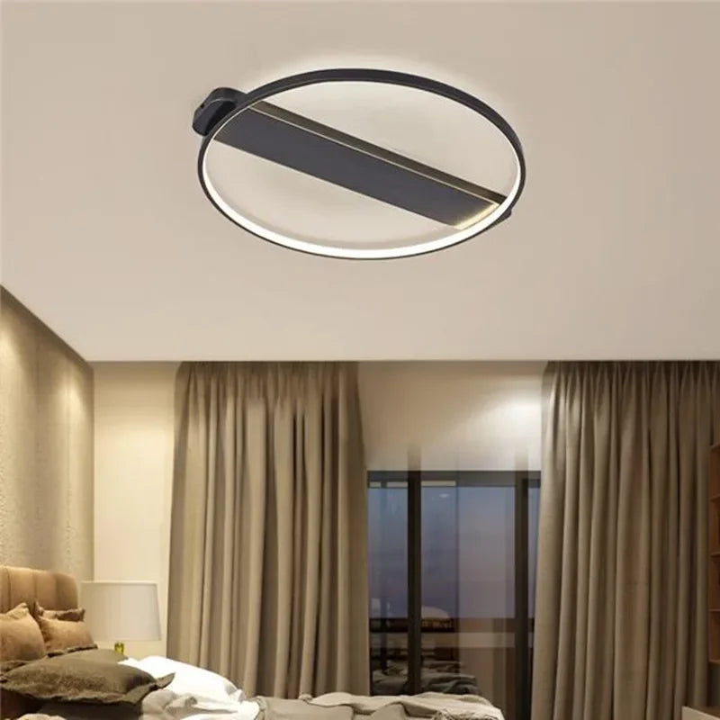 Luxe Copper Ceiling Light: Circular Minimalist Bedroom Lamp for Elegant Style